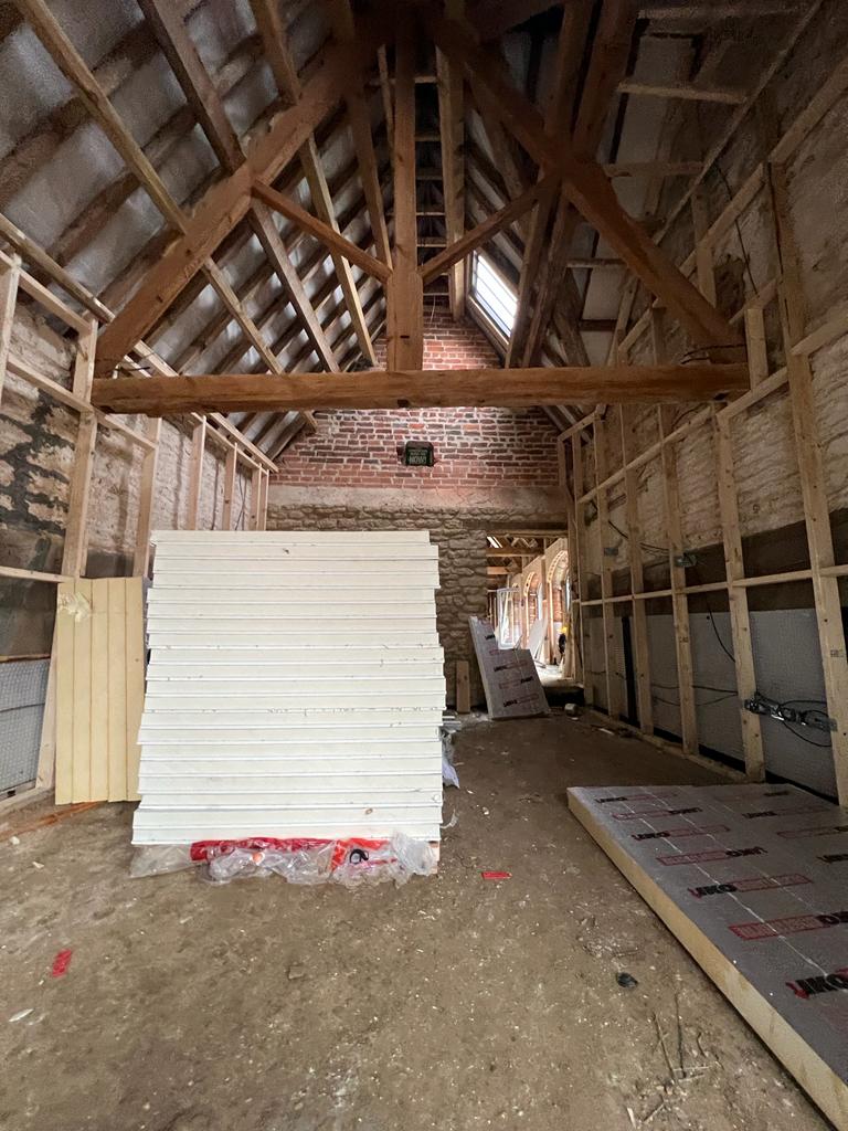 barn roof kings pang insulation and plaster boarding in London