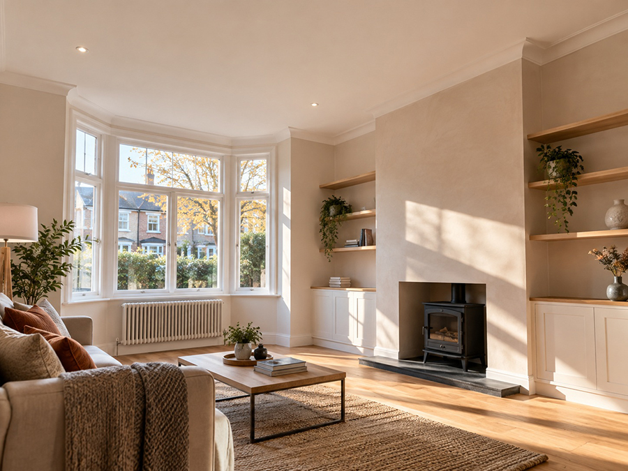 Plastered interior room in a London home